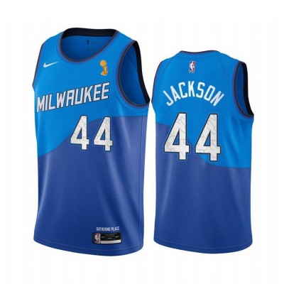 Nike Milwaukee Bucks #44 Justin Jackson Youth 2021 NBA Finals Champions City Edition Jersey Blue